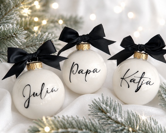Christmas Balls Black Ribbon